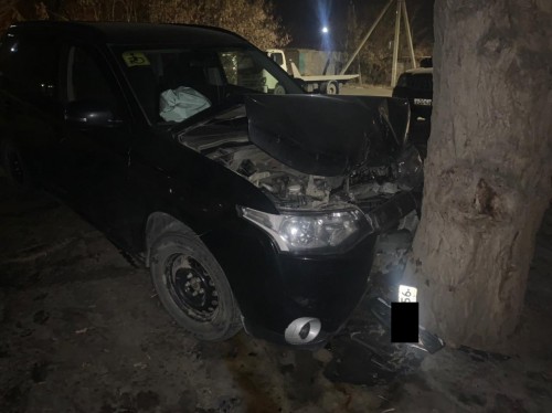 В Орске на улице Кубанской водитель автомобиля «Митсубиши» въехал в дерево