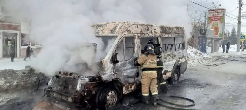 В Орске горела пассажирская маршрутка